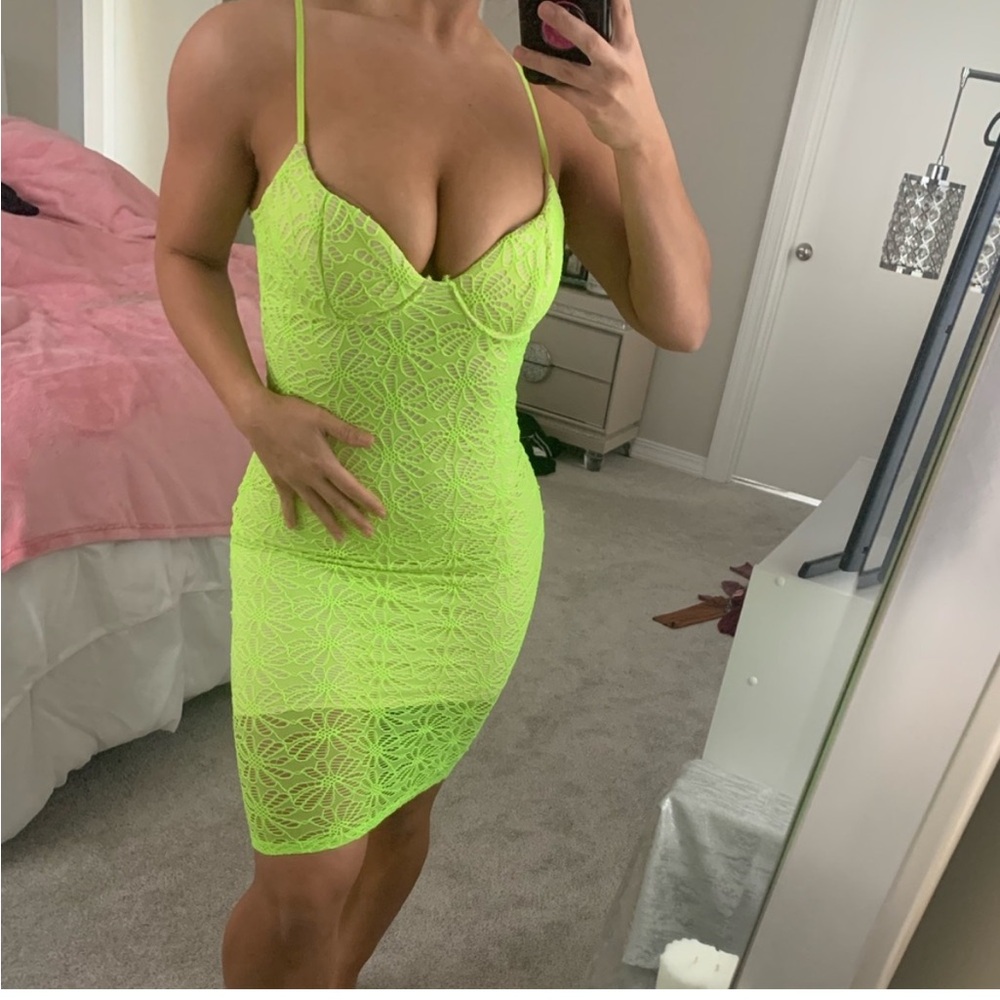 Neon Green Lace Dress